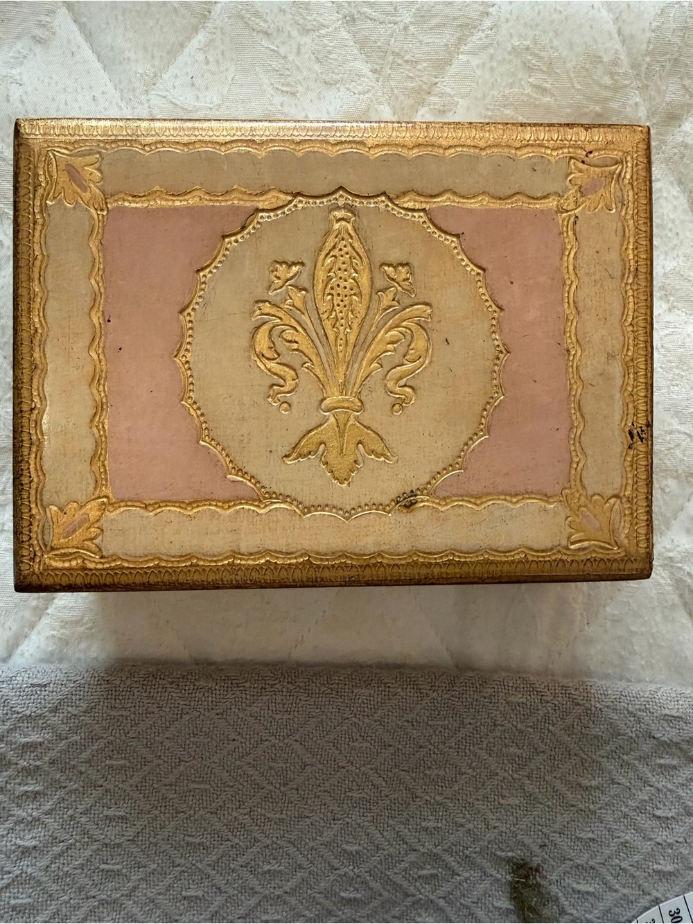 Vintage Masi Ornate Gold and Blush Decorative Accent Box made in Italy